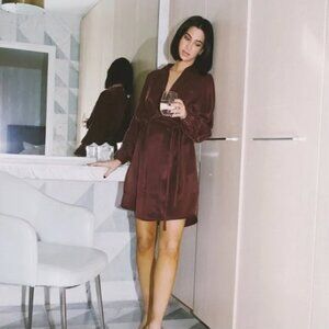 Lunya washable 100% silk robe in Burgundy size XS